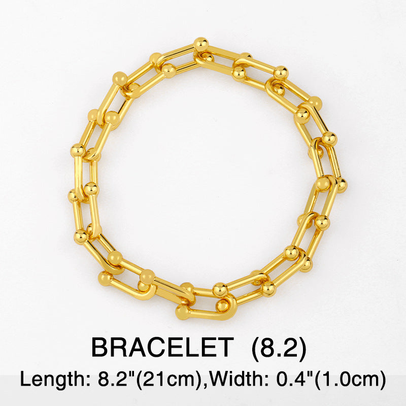 Wholesale Thick Chain Gold U-Lock Necklaces